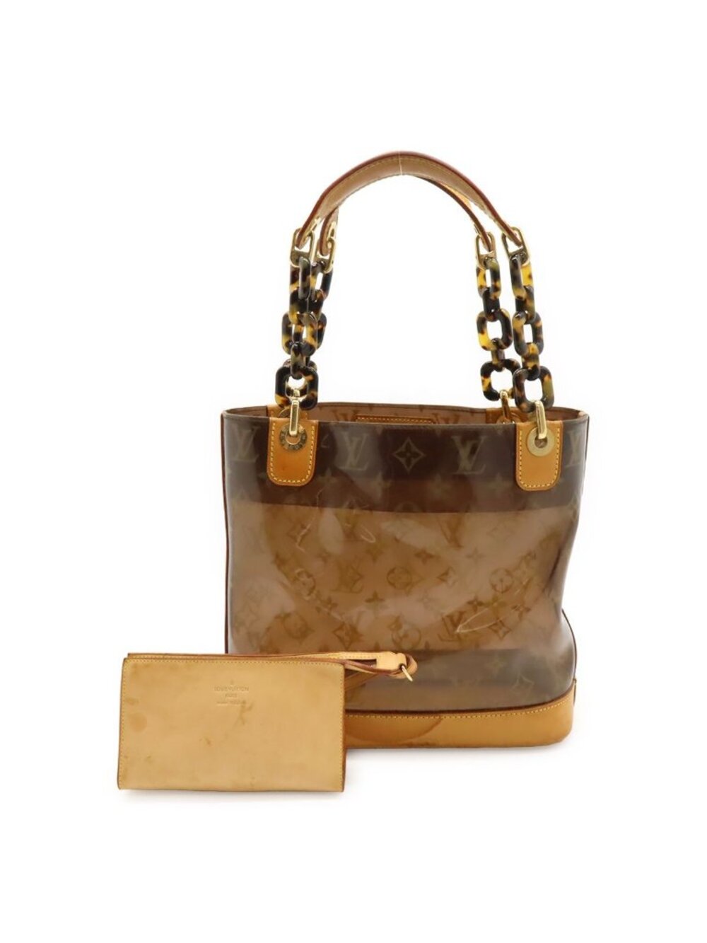 Louis Vuitton Monogram Vinyl Cabas Ambre PM Tote Bag Shoulder Plastic Chain